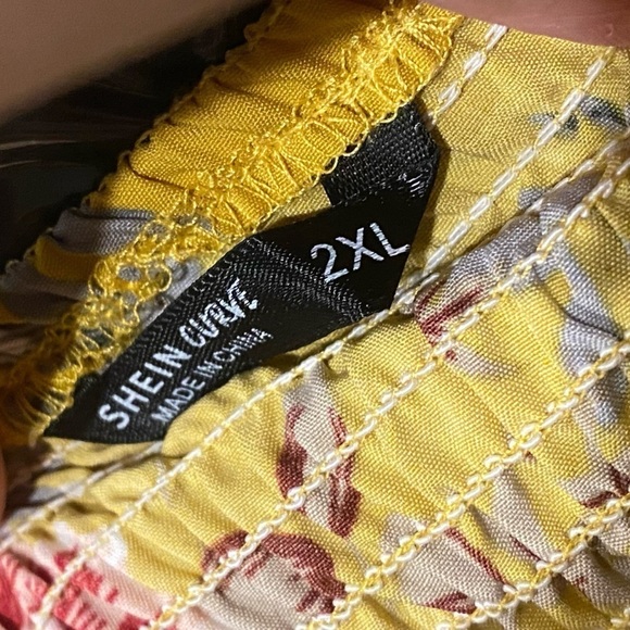 SHEIN Super Cute Off-the-shoulder Floral Summer Dress with Front Slit Size 2X - Picture 9 of 12